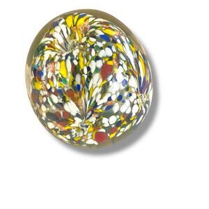 Vintage MULTI COLORED Blown Art Glass Paperweight India Pontil
